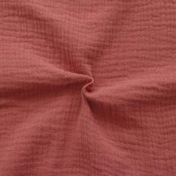 Bomullsmuslin Double Gauze – 130 cm - Rödbrun - Enfärgat bomullstyg, Bomullstyg, Tyger
