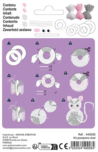 Gör-det-själv kit för pompom-katt Gör-det-själv kit för pompom-katt