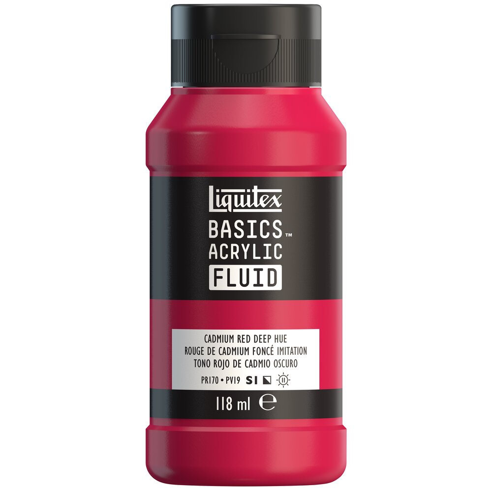 Akrylfärg - Liquitex Basics Fluid - 118ml - Cadmium Red Deep Hue - Akrylfärger, Konstnärsfärger