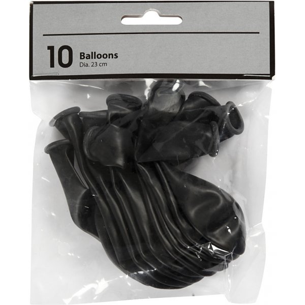 Ballonger - svart - Ø23 cm - 10 st Ballonger - svart - Ø23 cm - 10 st