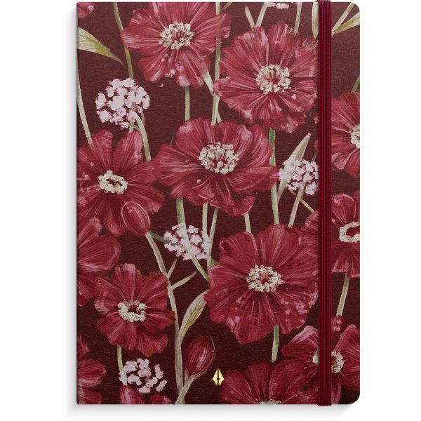 Anteckningsbok Deluxe A5 vinr�d flower linjerad