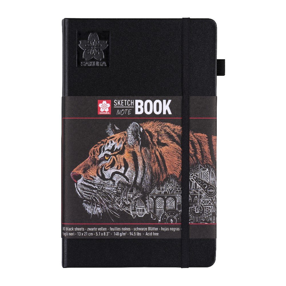 Skitsebog Sakura Sort Papir 140 g 80 ark - 13x21 cm - Skitseblok, Blok