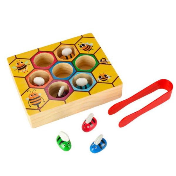 Montessori spel Bikupa med bin i trä 16,5 x 13,5 cm - Inkl. pincett Montessori spel Bikupa med bin i trä 16,5 x 13,5 cm - Inkl. pincett