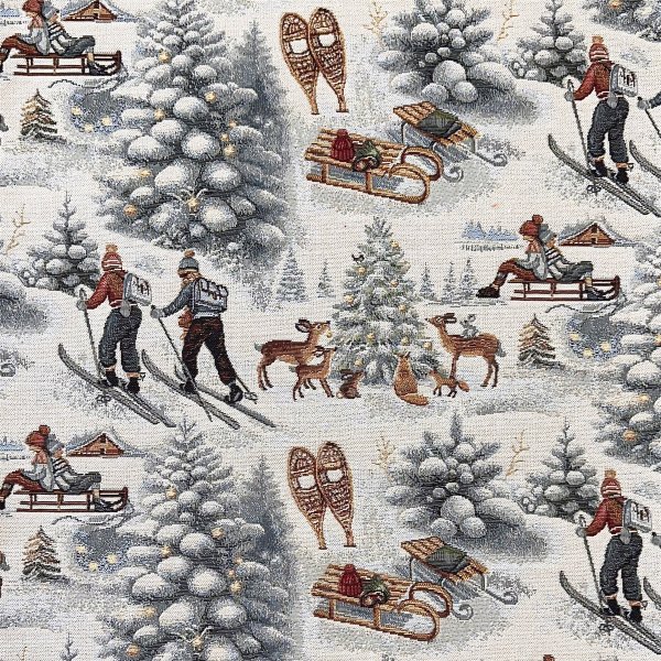 Stoff Vinterlandskap jacquard 140 cm Multi - Selges i metervare