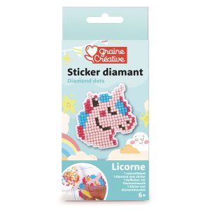 Diamond mosaic-kit med enhörning - klistermärke 10 cm Diamond mosaic-kit med enhörning - klistermärke 10 cm