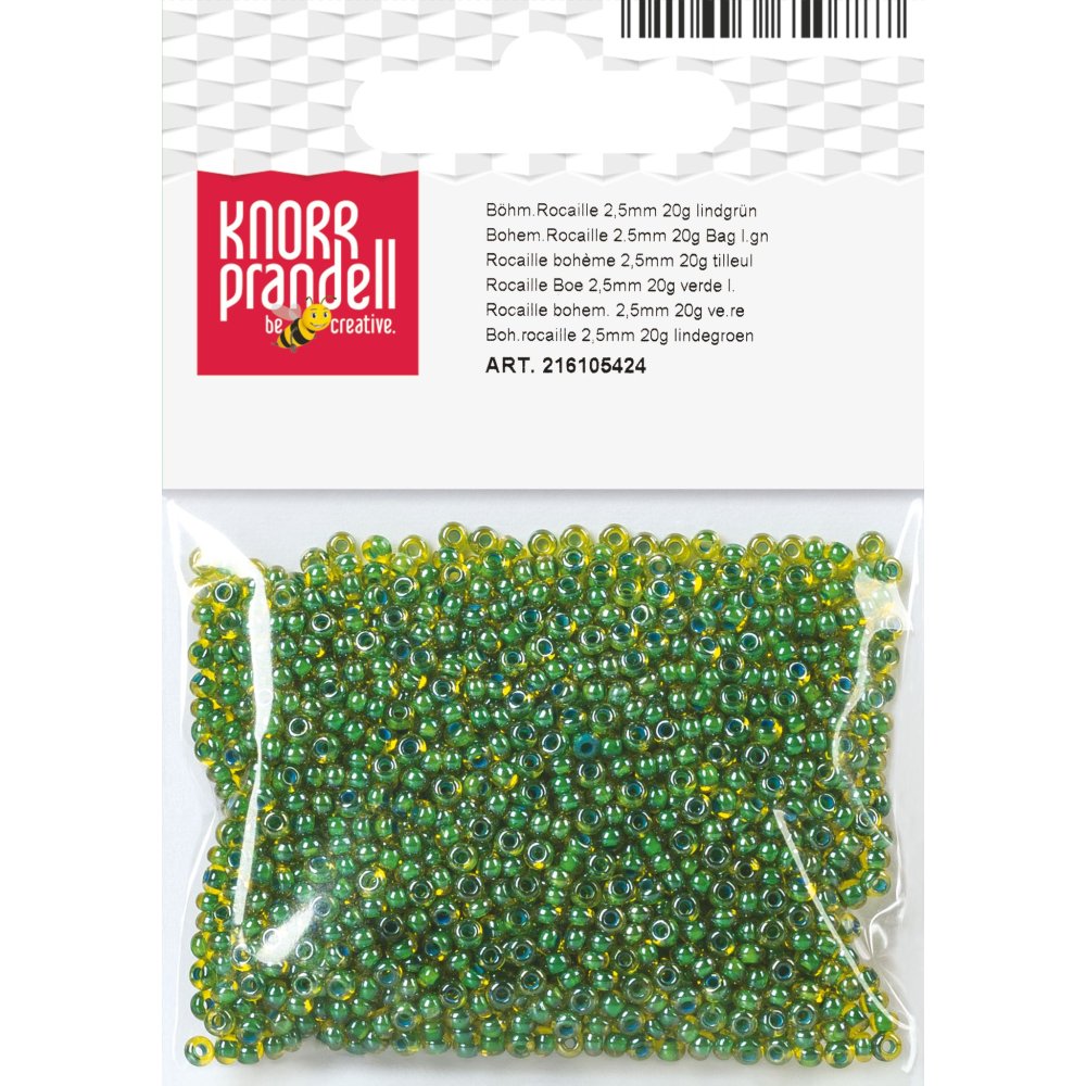 Rocailleperler 2,5 mm limegrønn 20 g - Blandinger av rocailleperler, Rocaillesperlor, Håndverk