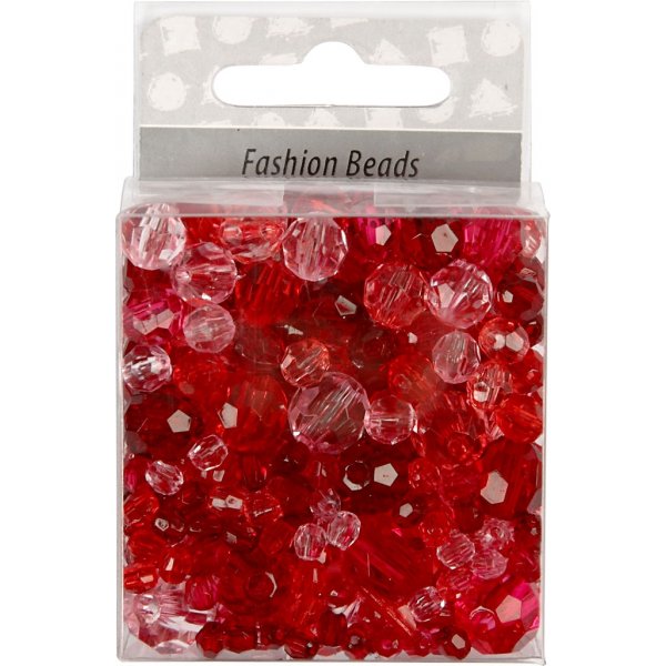 Harmoni facetterade plastpärlor - mixade - röd harmoni - 45 g Harmoni facetterade plastpärlor - mixade - röd harmoni - 45 g