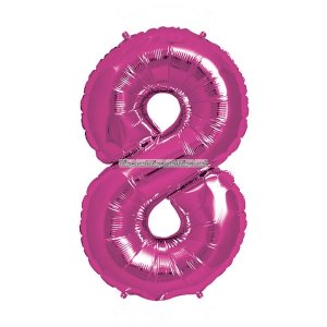 Magentafrgad ballong nummer 8 - av folie 41 cm