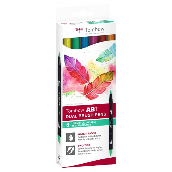 Tombow ABT Dual Brush Pen Tatoveringer 6-pak Tombow ABT Dual Brush Pen Tatoveringer 6-pak