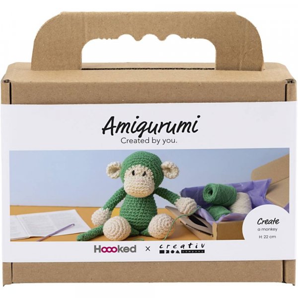 DIY-s�t amigurumi abe gr�n og off-white - 1 pakke.