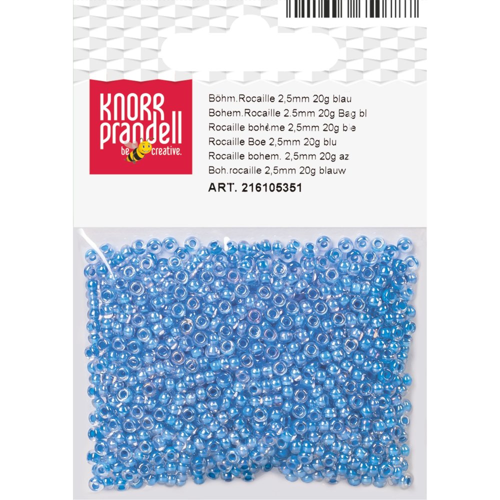 Glasperler 2,5 mm blå, 20 g - Blandinger af rocaillesperler, Rocaillesperler, Håndværk