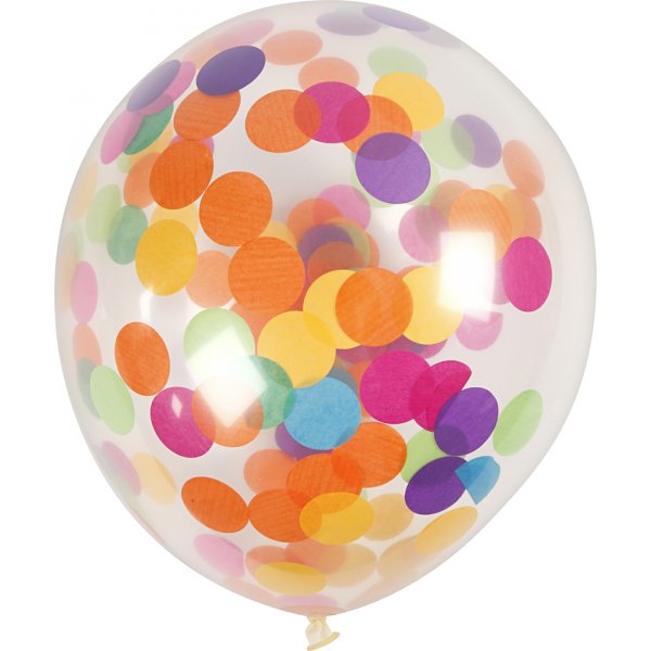 Ballonger med konfetti - transparent - Ø23 cm - 4 st Ballonger med konfetti - transparent - Ø23 cm - 4 st