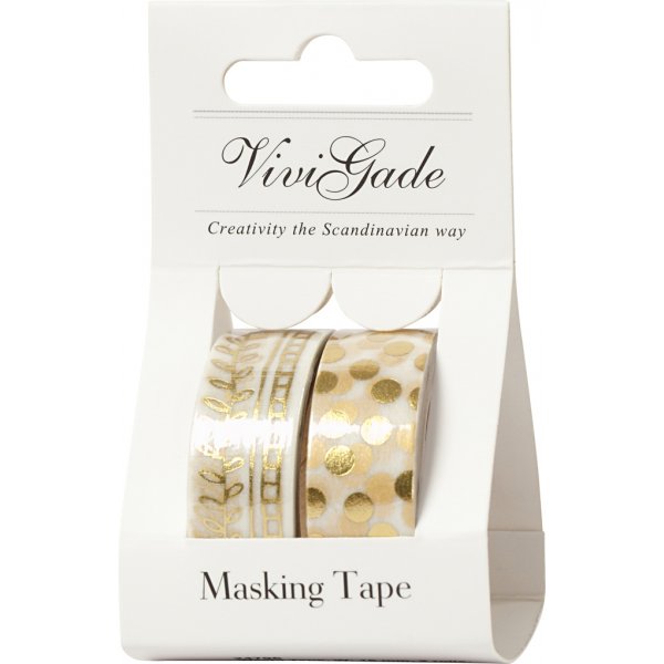 Vivi Gade Washitejp - Guld - Ranka och prickar - folie Vivi Gade Washitejp - Guld - Ranka och prickar - folie