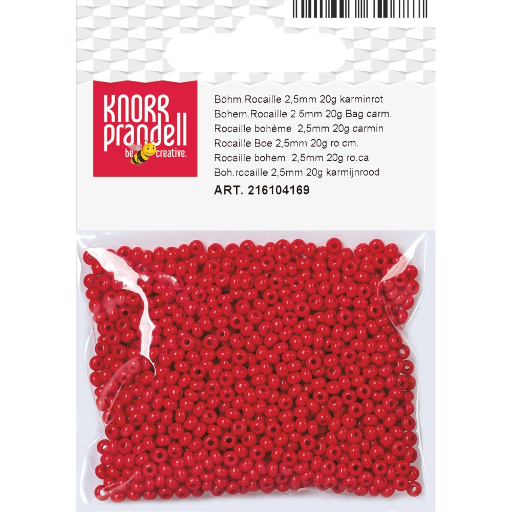 Rocailleperler 2,5 mm i karminrød, 20 g - Blandinger av rocailleperler, Rocaillesperlor, Håndverk