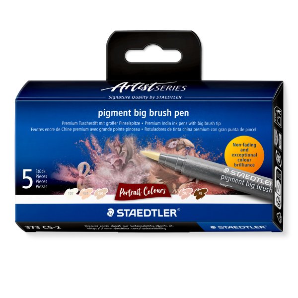 Staedtler Pigment Big Brush Pen - 5 pennor porträtt Staedtler Pigment Big Brush Pen - 5 pennor porträtt