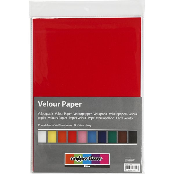 Velourpapper - mixade färger - A4 - 10 ark Velourpapper - mixade färger - A4 - 10 ark