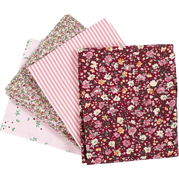 Patchworktyg - rosa - 4 st Patchworktyg - rosa - 4 st