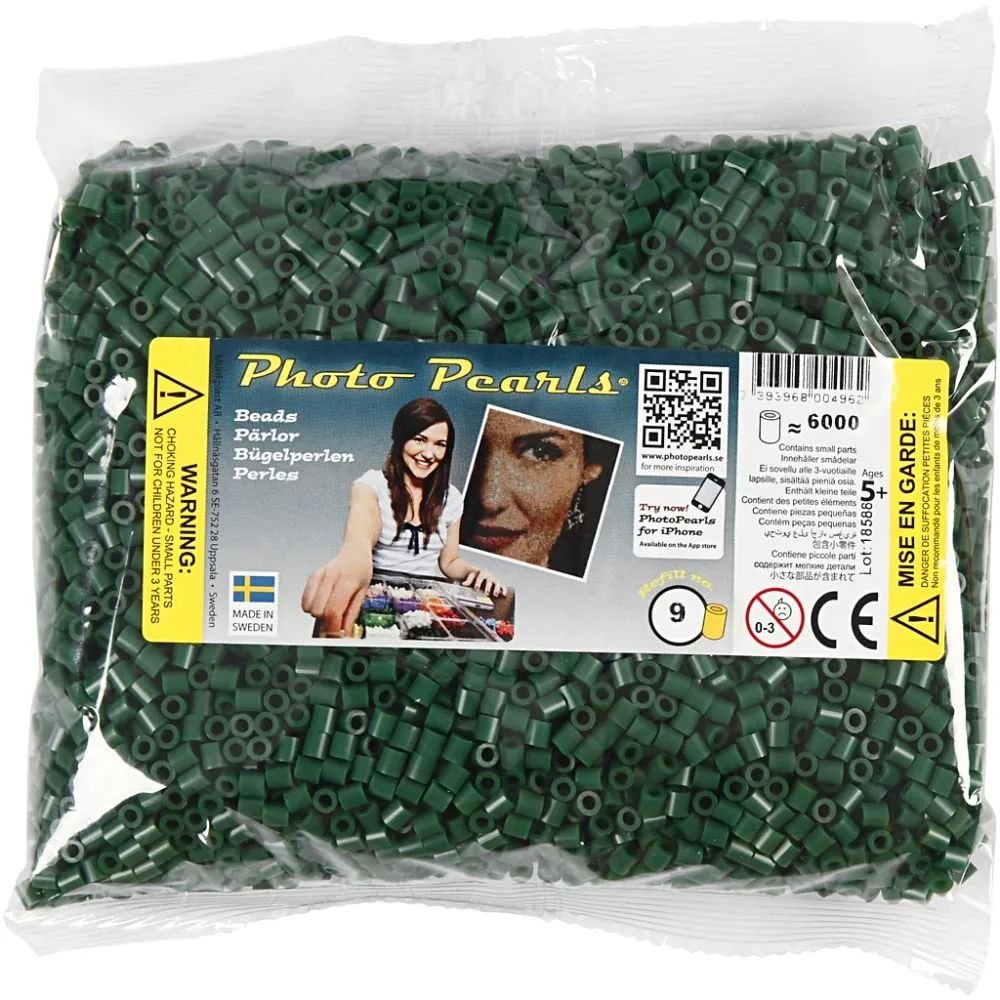 NABBI PhotoPearls - Mørkegrøn (9) - 6000 stk - Photo Pearls, Perler & perleplader, Håndværk