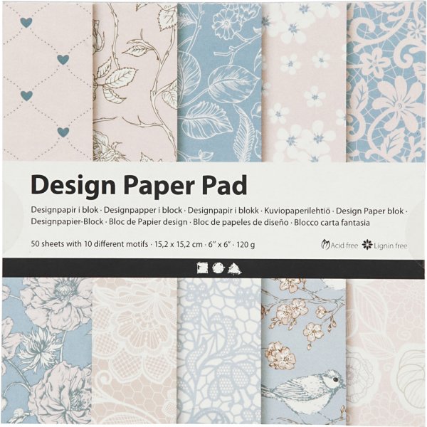 Designpapper - rosa - 50 ark Designpapper - rosa - 50 ark
