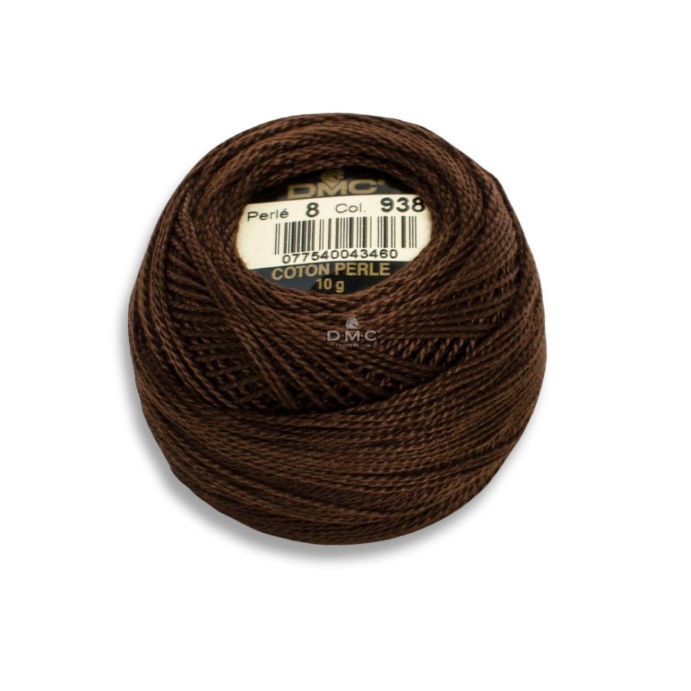 DMC Pearl Cotton Art. 116/8, 938 Ultra Dark Coffee Brown - Broderigarn, Garn, Sticka & virka
