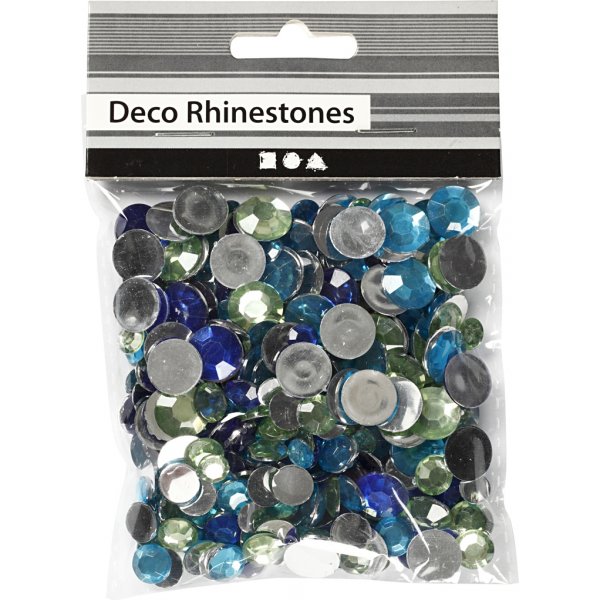 Rhinestones - blå/grön harmoni - Runda - 6+9+12 mm - 360 st Rhinestones - blå/grön harmoni - Runda - 6+9+12 mm - 360 st