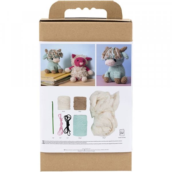 DIY-s�t amigurumi ko beige og mintgr�n - 1 pakke