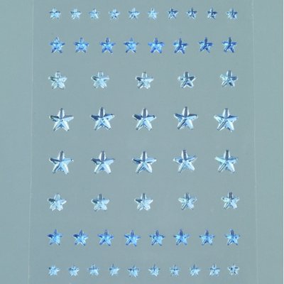 Strass akryl selvklebende 4 5 6 8 mm - lysebl 56-pakning Star