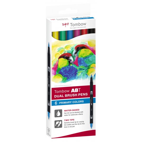 Tombow ABT dobbeltbørstepen Basic 6-pak Tombow ABT dobbeltbørstepen Basic 6-pak