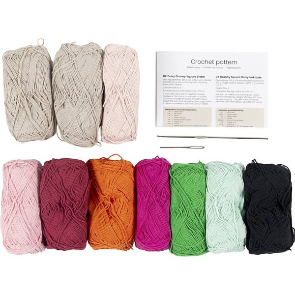 Virkpaket Scarf mormorsrutor Varmfärger Virkpaket Scarf mormorsrutor Varmfärger