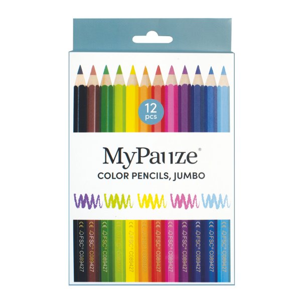 Färgpennor tjocka 17 cm Ø 1 cm FSC 100% - 12 st Färgpennor tjocka 17 cm Ø 1 cm FSC 100% - 12 st