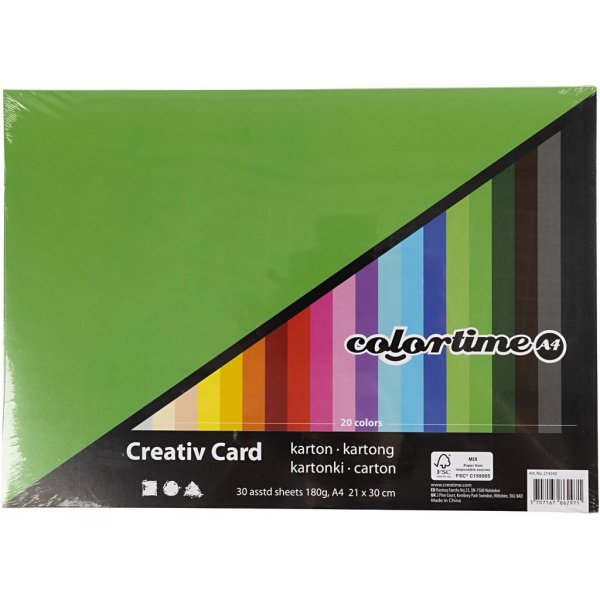 Creativ Kartong - mixade färger - A4 - 30 st Creativ Kartong - mixade färger - A4 - 30 st