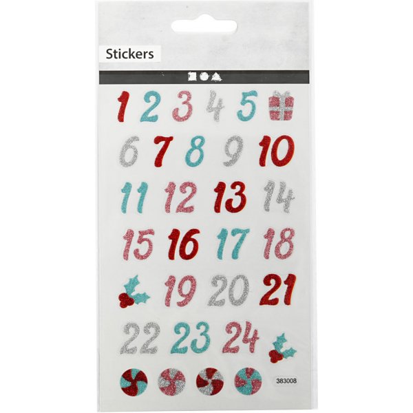 Glitterstickers - kalendersiffror Glitterstickers - kalendersiffror
