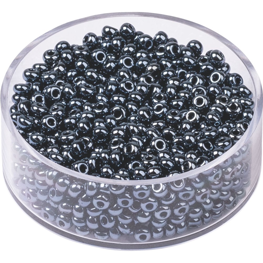 Bohemske rocailleperler 2,5 mm 17 g - Antrasitt metallisk - Blandinger av rocailleperler, Rocaillesperlor, Håndverk