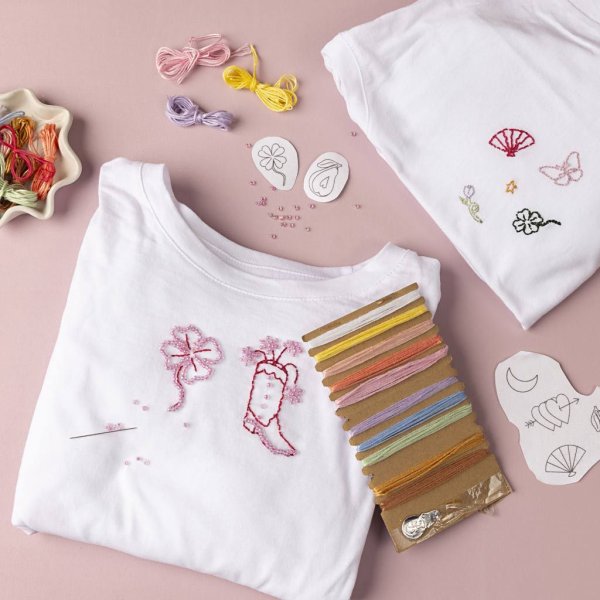 Broderisett T-skjorte Hvit 2-pakning
