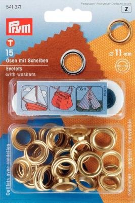 Snørehuller med skiver Messing Forgyldte 11,0 mm 15-pak - Snøreringe, Knapper & fastgørelsesmidler, Sytilbehør