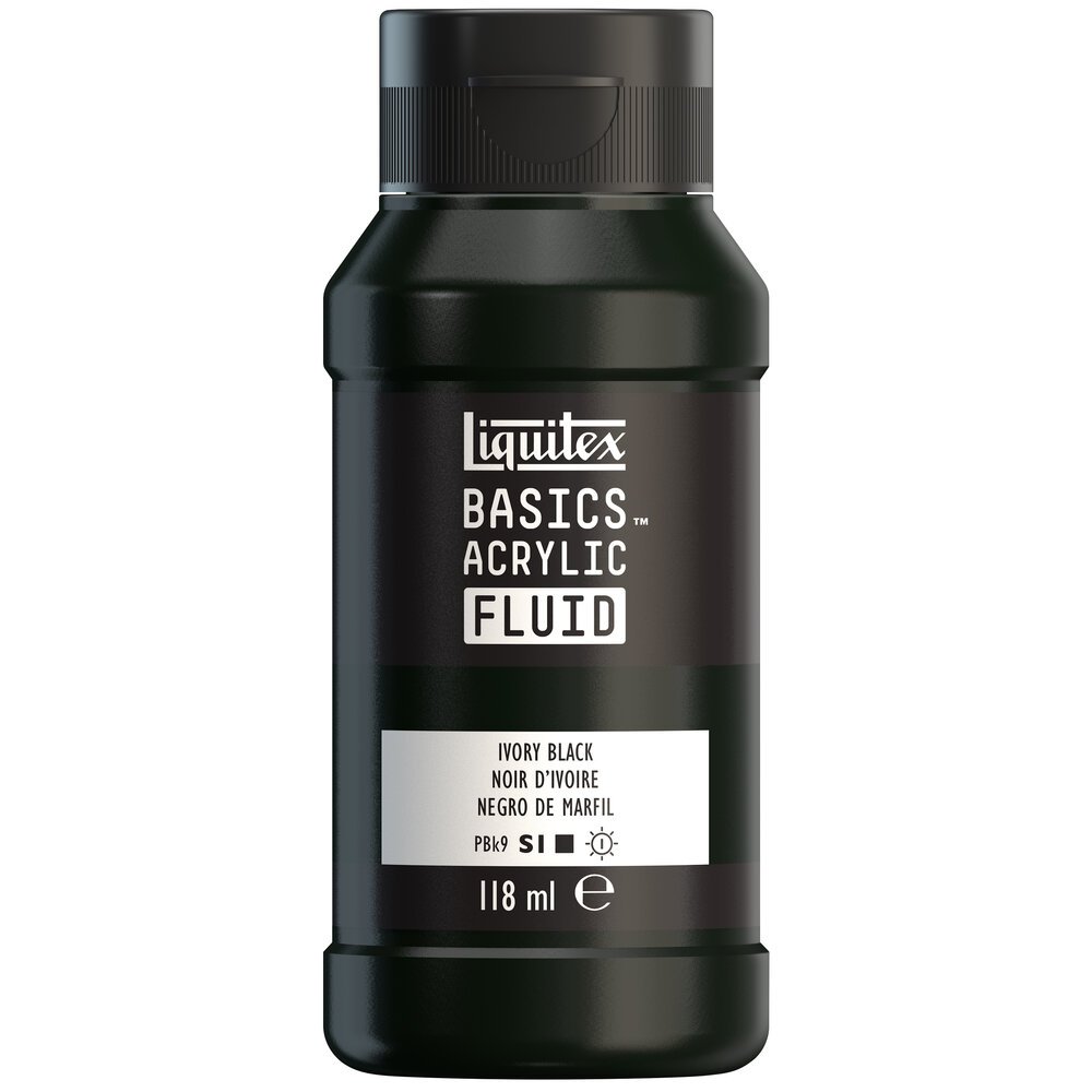 Akrylfärg - Liquitex Basics Fluid - 118ml - Ivory Black - Akrylfärger, Konstnärsfärger