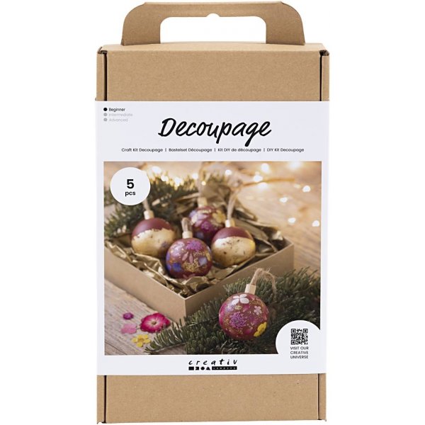 DIY Kit Decoupage - julröd - Torkade blommor DIY Kit Decoupage - julröd - Torkade blommor