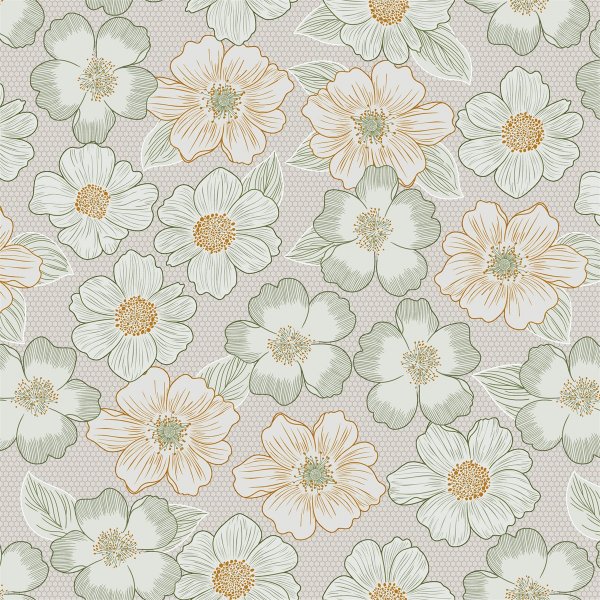 Vaxduk med Blossom motiv - Gr�n