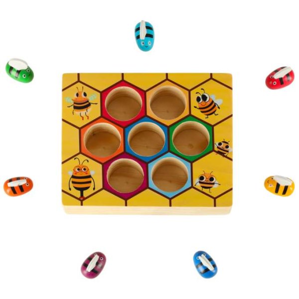Montessori spel Bikupa med bin i trä 16,5 x 13,5 cm - Inkl. pincett Montessori spel Bikupa med bin i trä 16,5 x 13,5 cm - Inkl. pincett