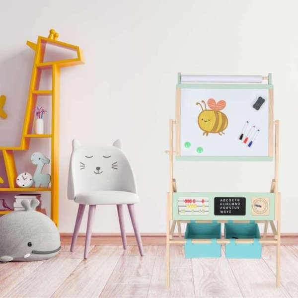 Utbildningstavla LULILO Kredo 3-i-1 med magnetisk whiteboard och griffeltavla 112 x 43 x 62 cm - Tr�
