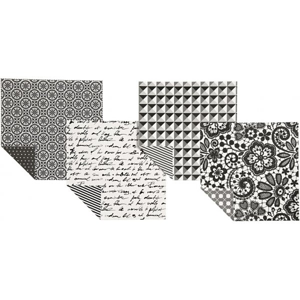 Origamipapper - svart/vit - 15 x 15 cm - 50 ark Origamipapper - svart/vit - 15 x 15 cm - 50 ark