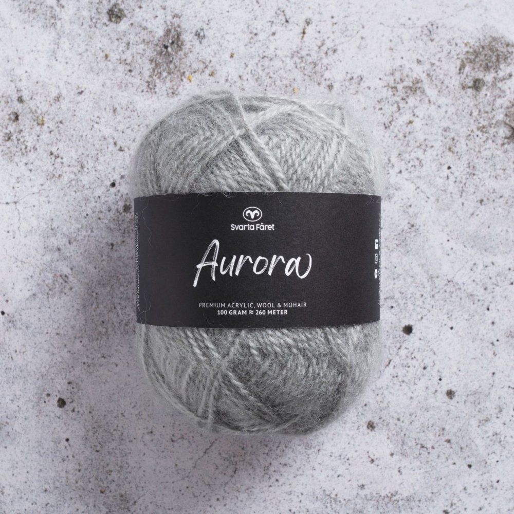 Aurora garn 100 g - Perlegrå - Sorte får Aurora, Blandingsgarn, Garn, Strikke, hækle, knytte og væve