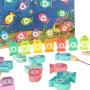 Montessori fiskespel i tr� med magnet 26 delar