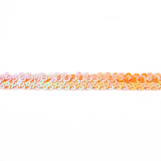 Bort/kantbånd med pailletter - Stretch 20 mm - Orange - Rand, Bånd & dekorationsbånd, Tekstilbånd & snor