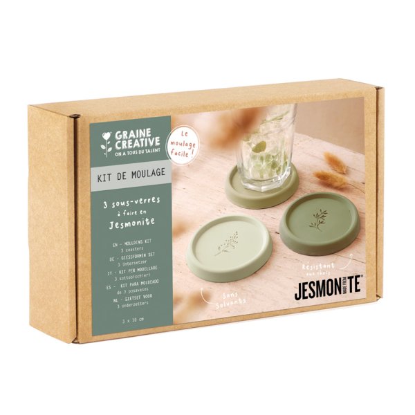 Jesmonite-set med 3 runda underlägg med mönster Jesmonite-set med 3 runda underlägg med mönster