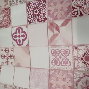 Vaxduk PVC rosa kakel 140 cm