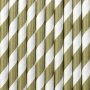 Papirsuger�r med hvide striber 19,5 cm guld - 10-pak