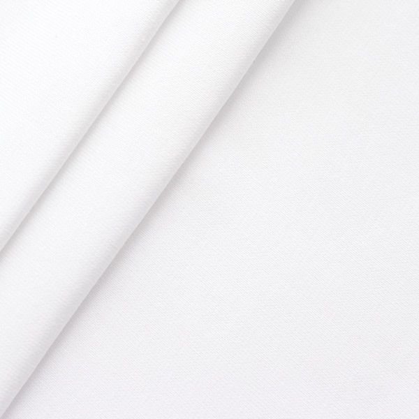 Ensfarvet bomuldsribstof - rør 35 cm - Hvid - Manchet, Beklædningsstoffer, Stof