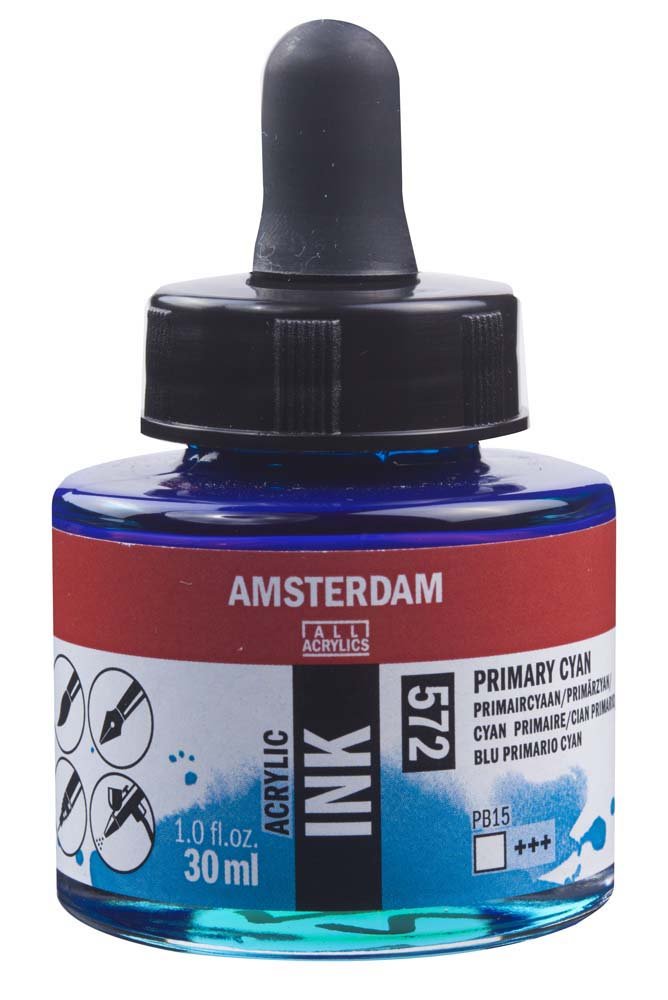 Akrylmarker Amsterdam 30 ml - Primary Cyan - Tusch & Blæk, Kunstnerfarver