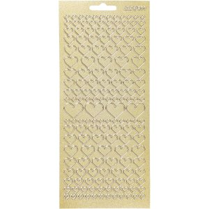 Klistermærker hjerter 10x23 cm guld - 1 ark Klistermærker hjerter 10x23 cm guld - 1 ark